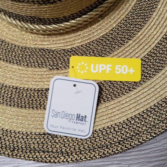 NWT San Diego Hat Co large wide brim gold metallic beach hat summer pool UPF 50+ - Picture 10 of 13